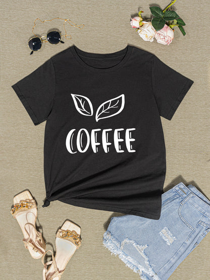 COFFEE Round Neck Short Sleeve T-Shirt