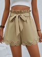 Tie Belt Paperbag Waist Shorts