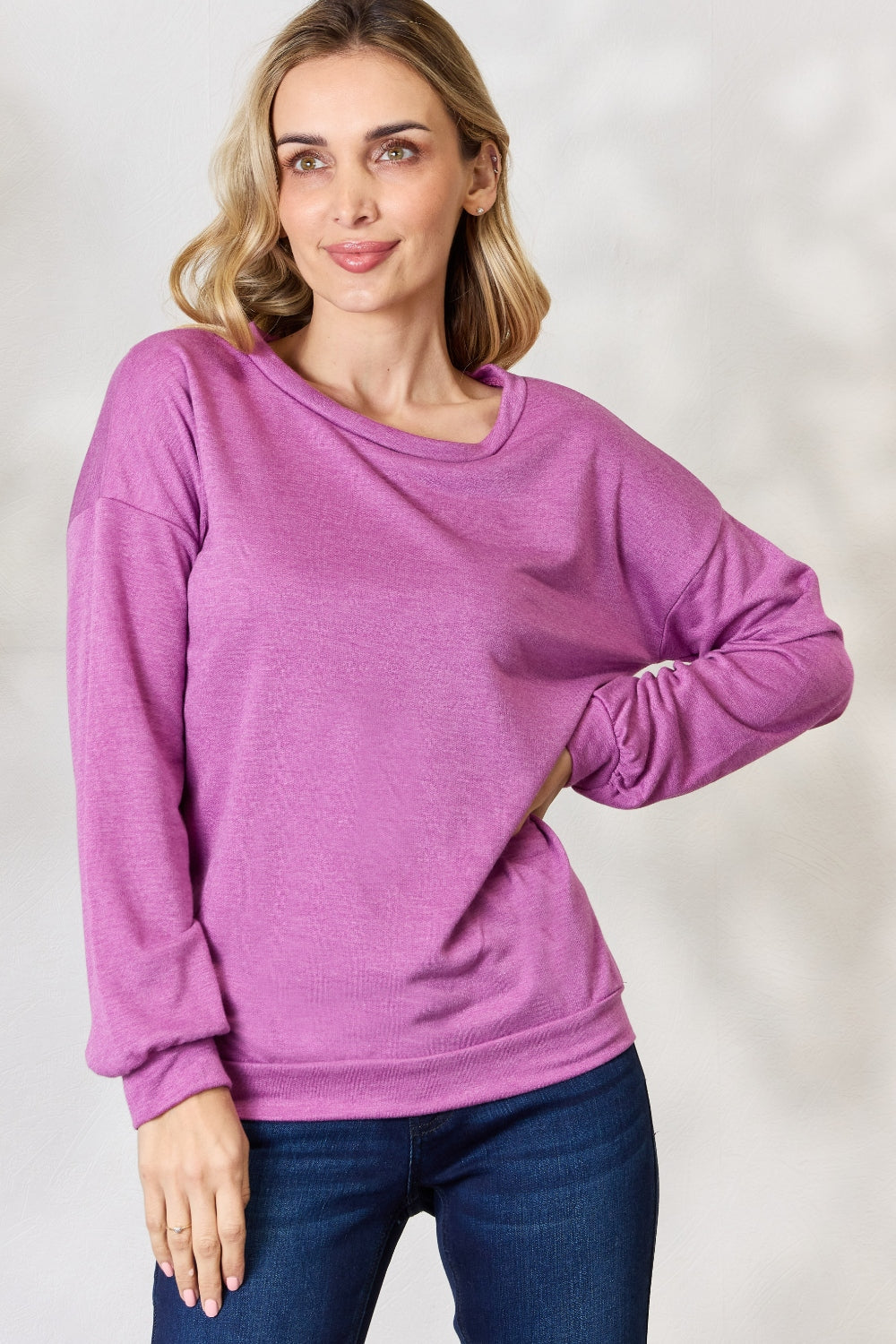 BiBi Tie Back Drop Shoulder Long Sleeve Top