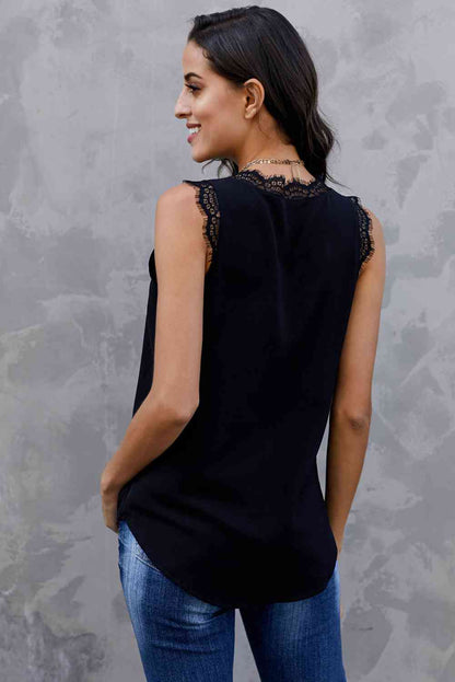 Eyelash Lace V-Neck Tank Top