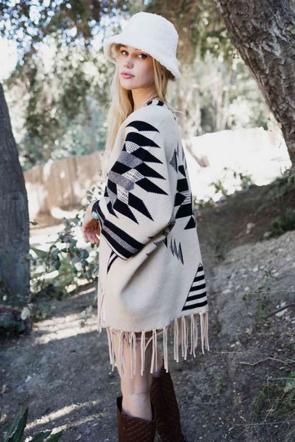 Leto Muir Woods Geometric Print Cardigan