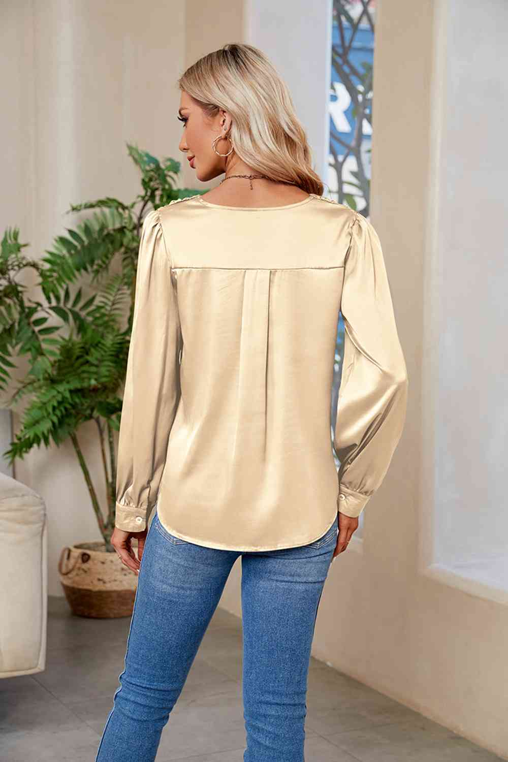 V-Neck Long Sleeve Top