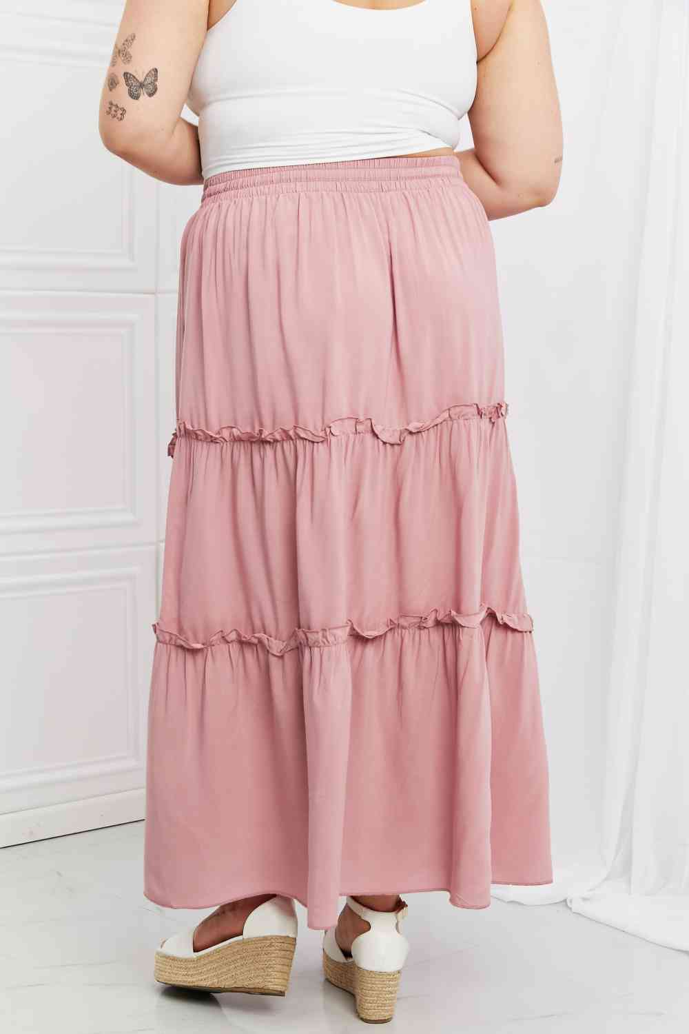 Zenana Summer Days Full Size Ruffled Maxi Skirt