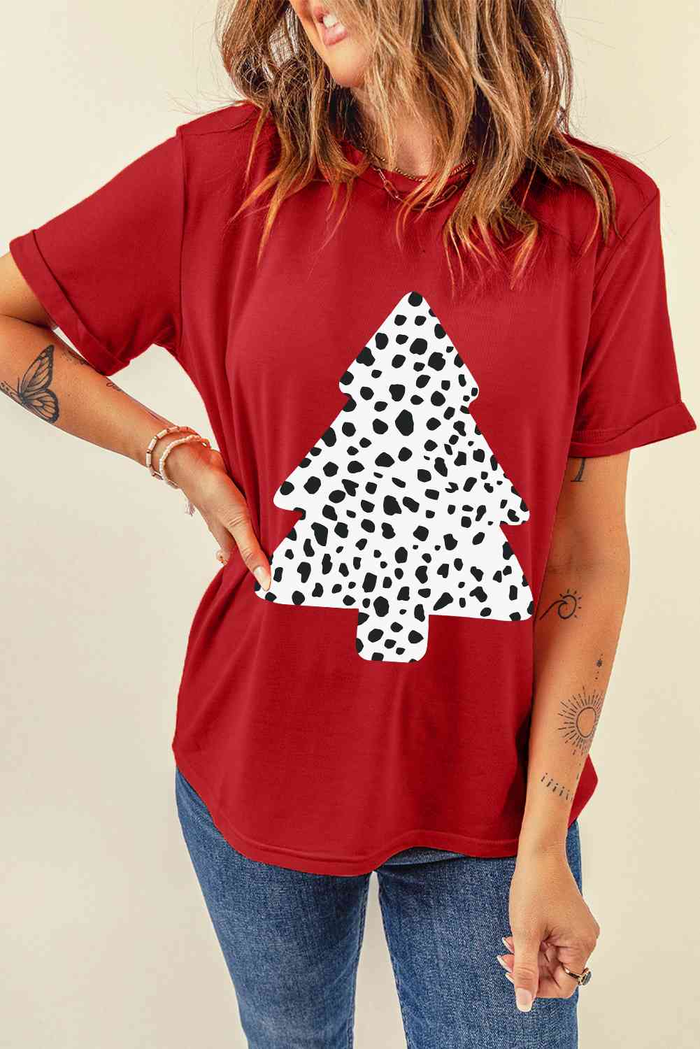 Christmas Tree Graphic Short Sleeve T-Shirt