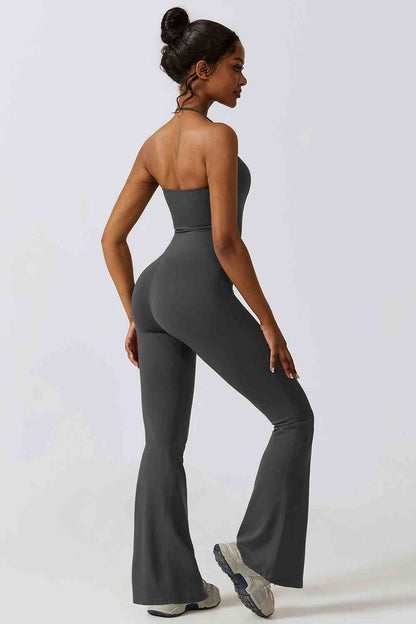 Halter Neck Flare Sport Jumpsuit