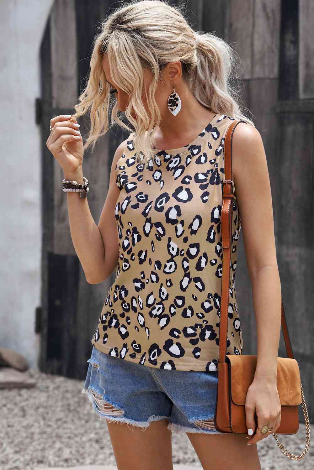 Leopard Round Neck Tank