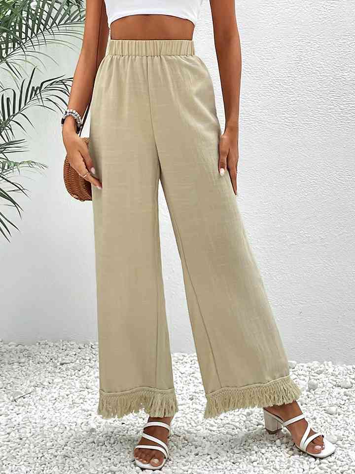 Fringe Detail Wide Leg Pants