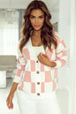 Checkered Button-Up Dropped Shoulder Cardigan