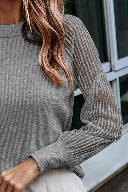 Round Neck Raglan Sleeve Knit Top