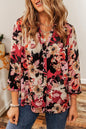 Floral Notched Long Sleeve Shirt