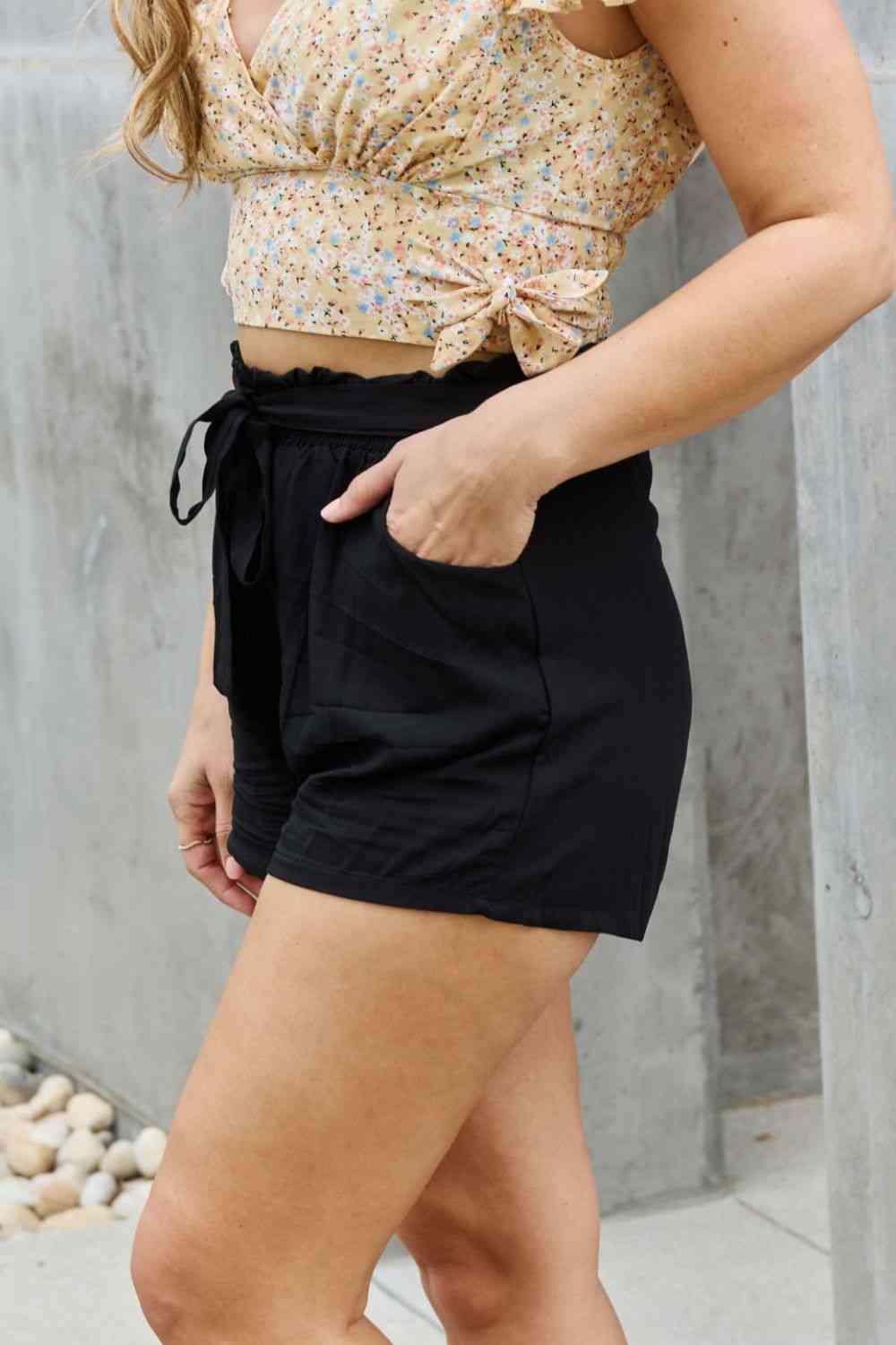 e.Luna Back On Top High Waist Paper Bag Shorts