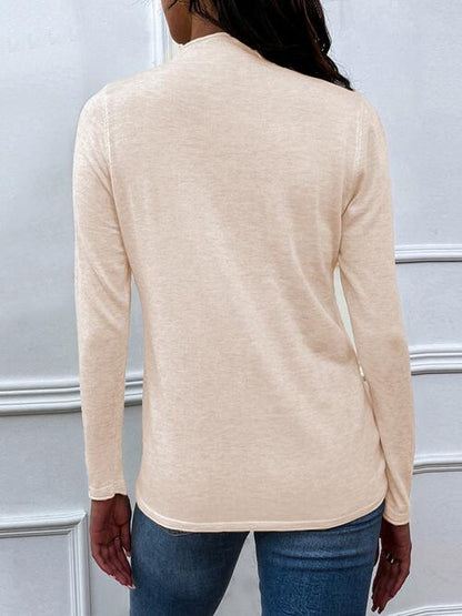 Drawstring Mock Neck Long Sleeve T-Shirt