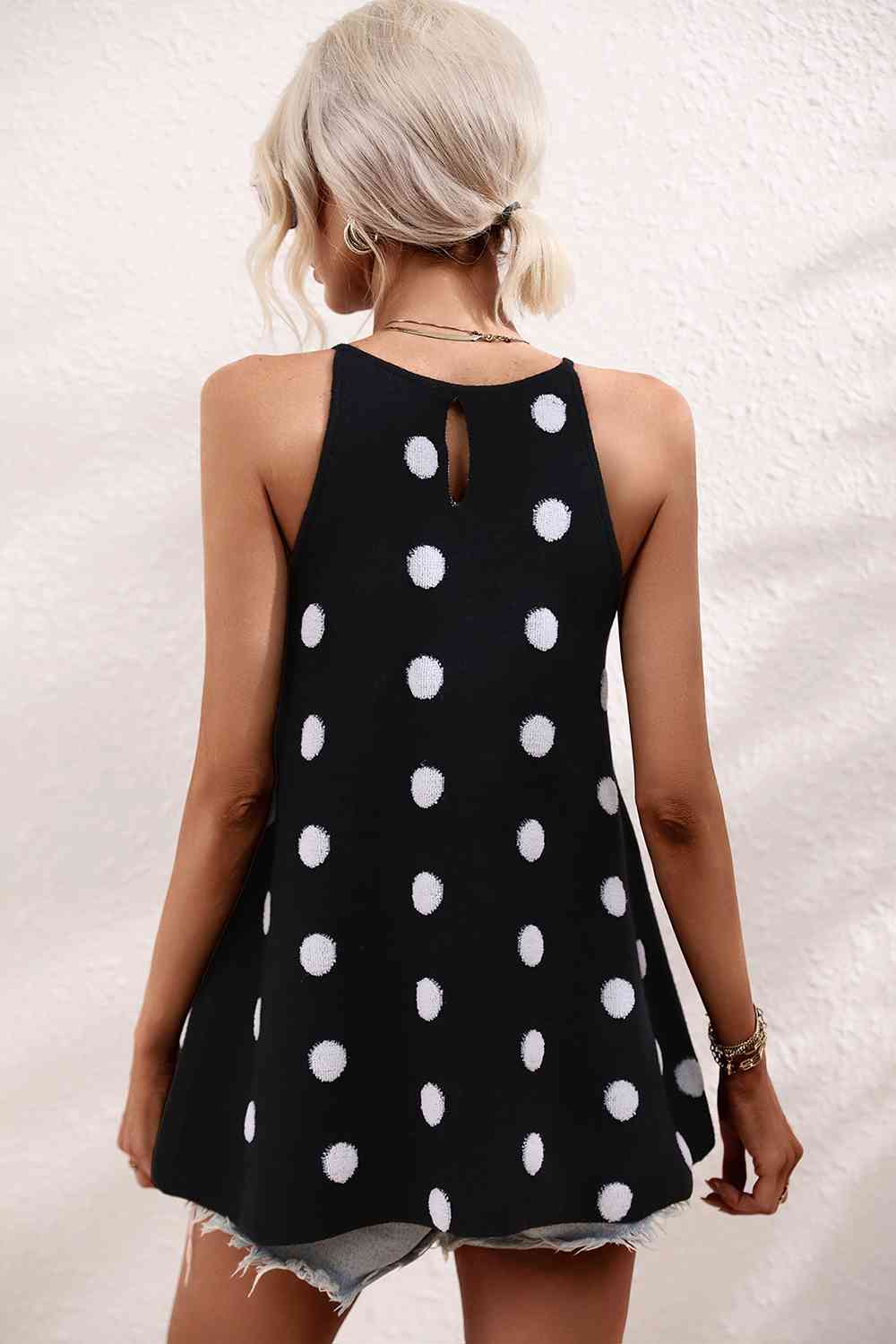 Polka Dot Round Neck Knit Tank