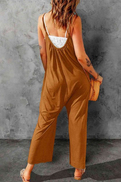 Spaghetti Strap Wide Leg Jumpsuit