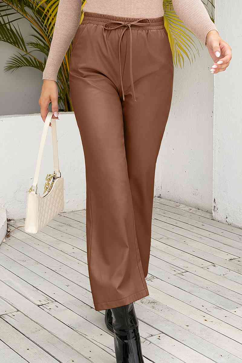 Drawstring Wide Leg Long Pants