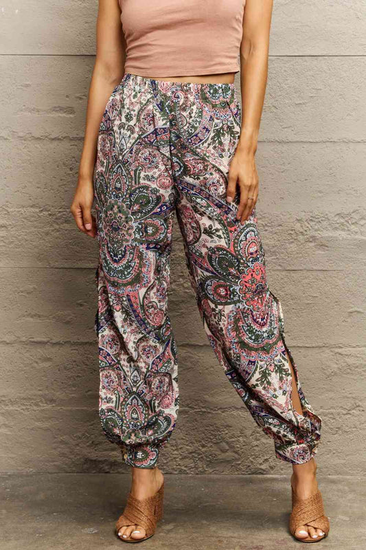 Printed Cutout Long Pants