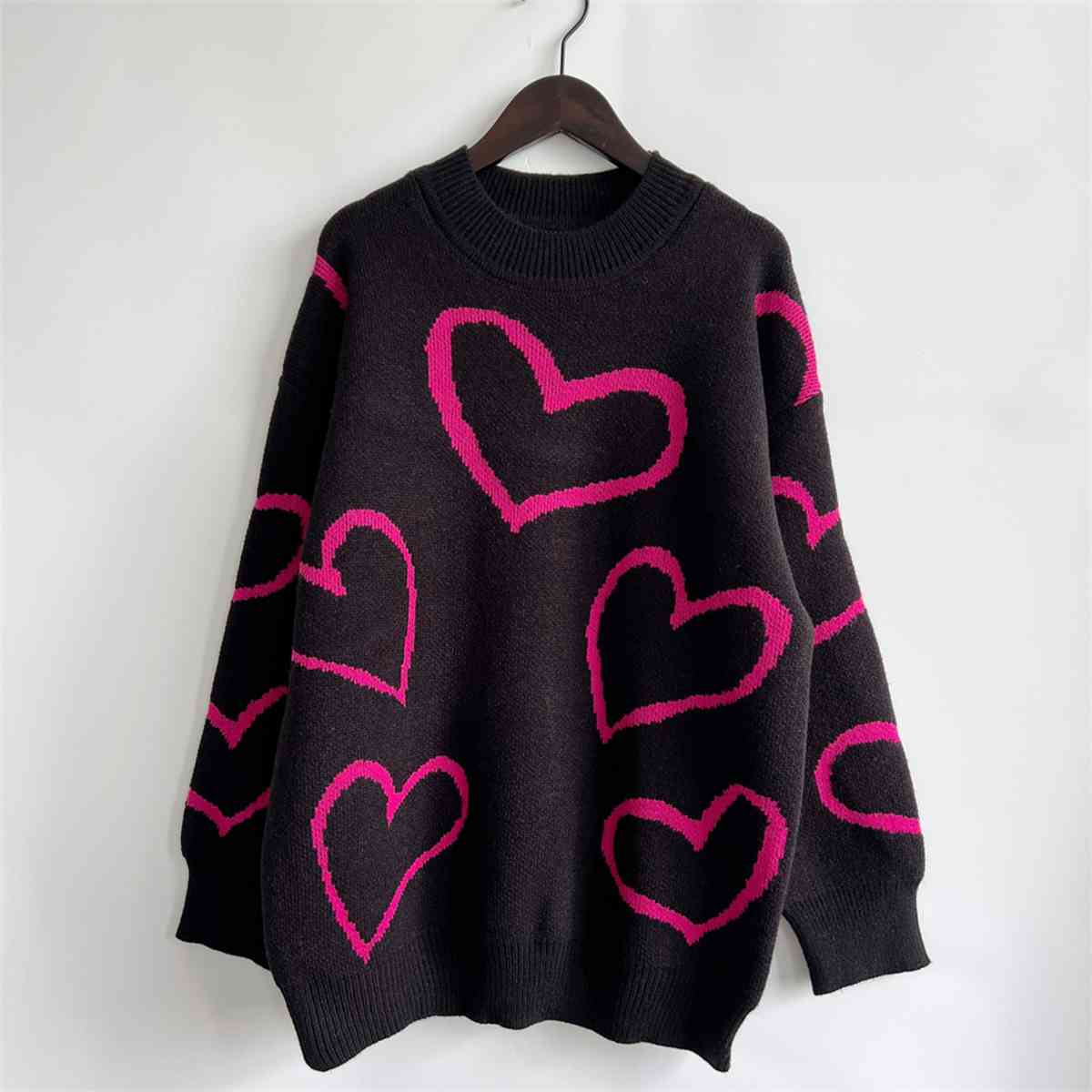 Heart Pattern Long Sleeve Sweater