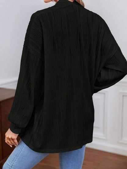 Open Front Lantern Sleeve Cardigan