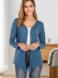 Button Up V-Neck Long Sleeve Cardigan