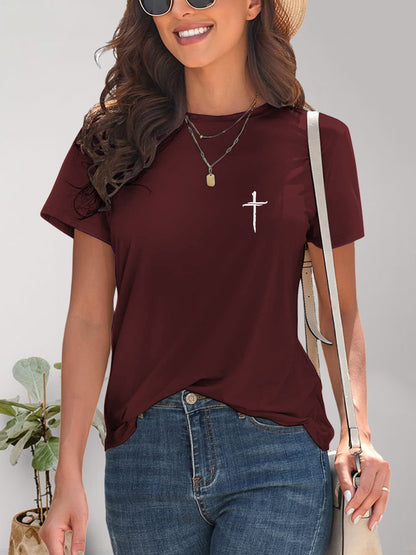 Cross Graphic Round Neck T-Shirt