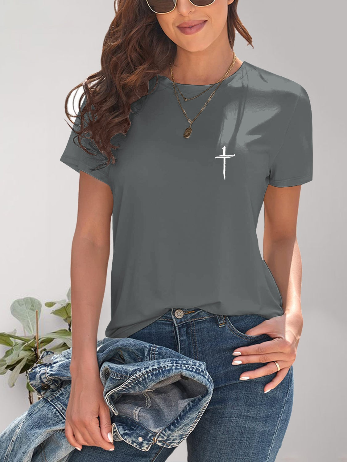 Cross Graphic Round Neck T-Shirt