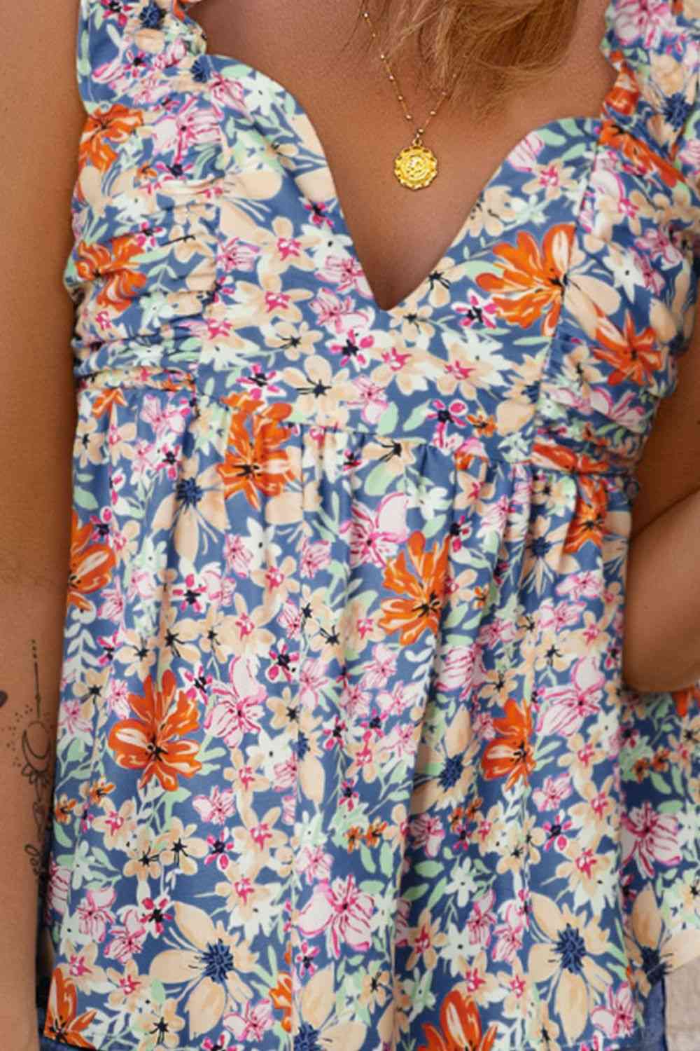 Floral Smocked Cap Sleeve Top