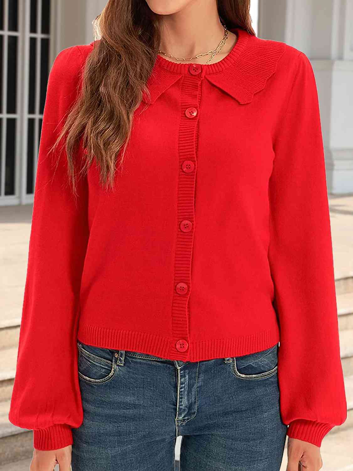 Collared Long Sleeve Button Down Cardigan