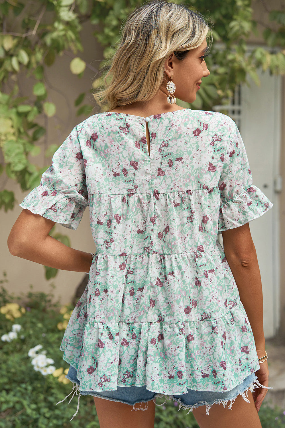 Floral Round Neck Short Sleeve T-Shirt