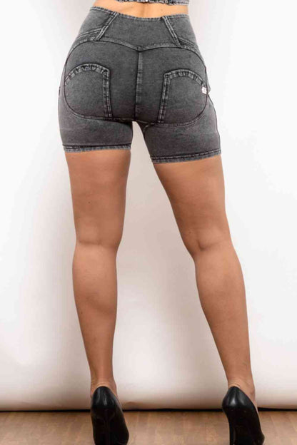 Full Size Side Stripe Zip Closure Denim Shorts