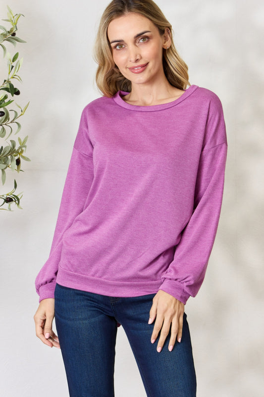 BiBi Tie Back Drop Shoulder Long Sleeve Top