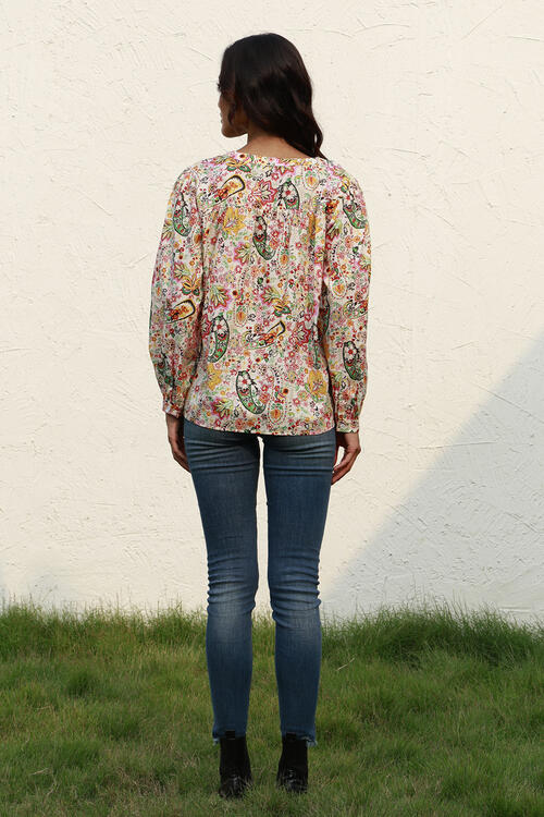 Printed Round Neck Long Sleeve Shirt