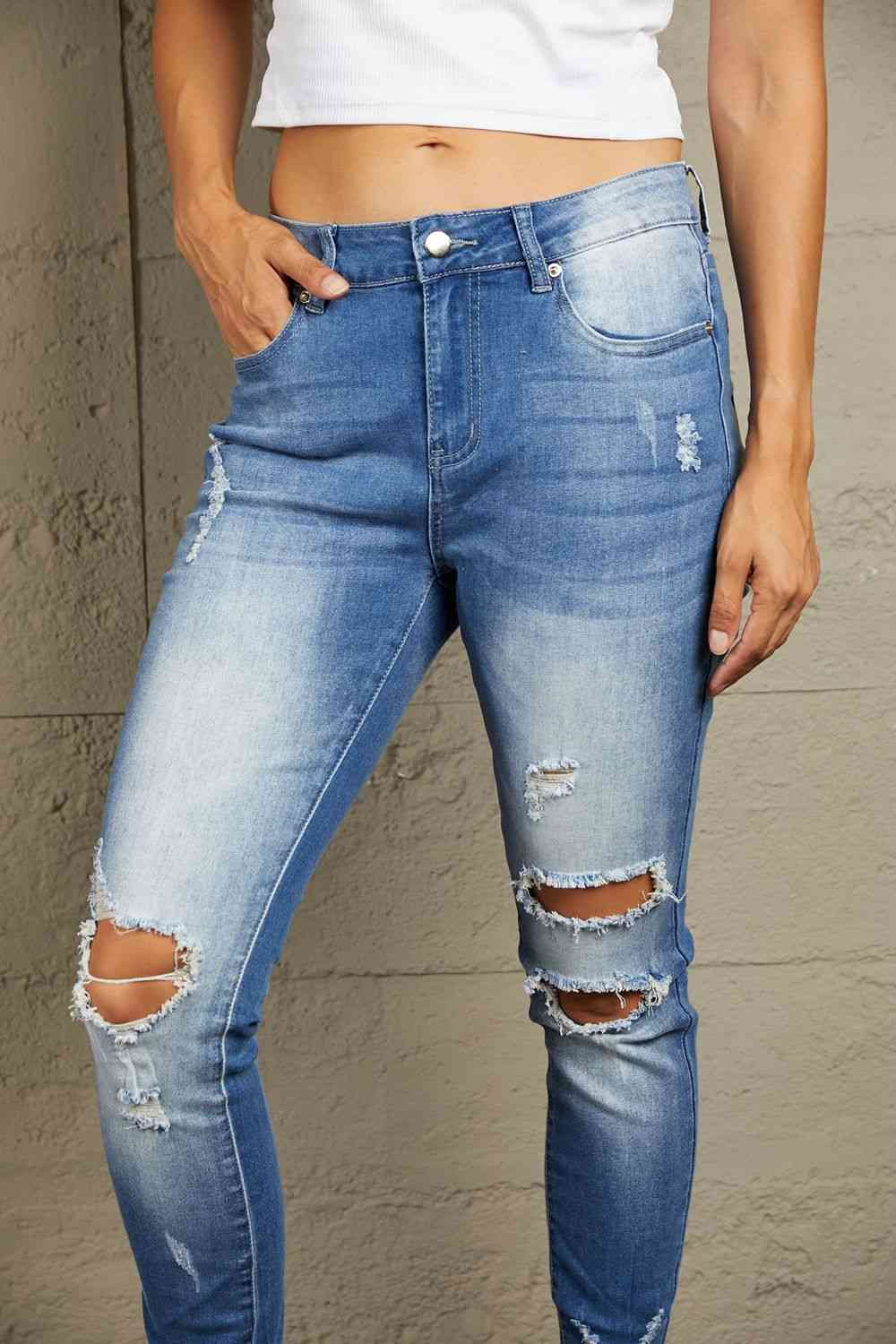 Baeful Faded Mid High Rise Jeans