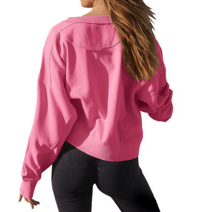 Round Neck Drop Shoulder Long Sleeve Sweatshirt