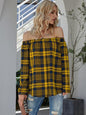 Off-Shoulder Striped Long Sleeve T-Shirt