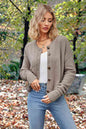 Button Up Round Neck Drop Shoulder Cardigan