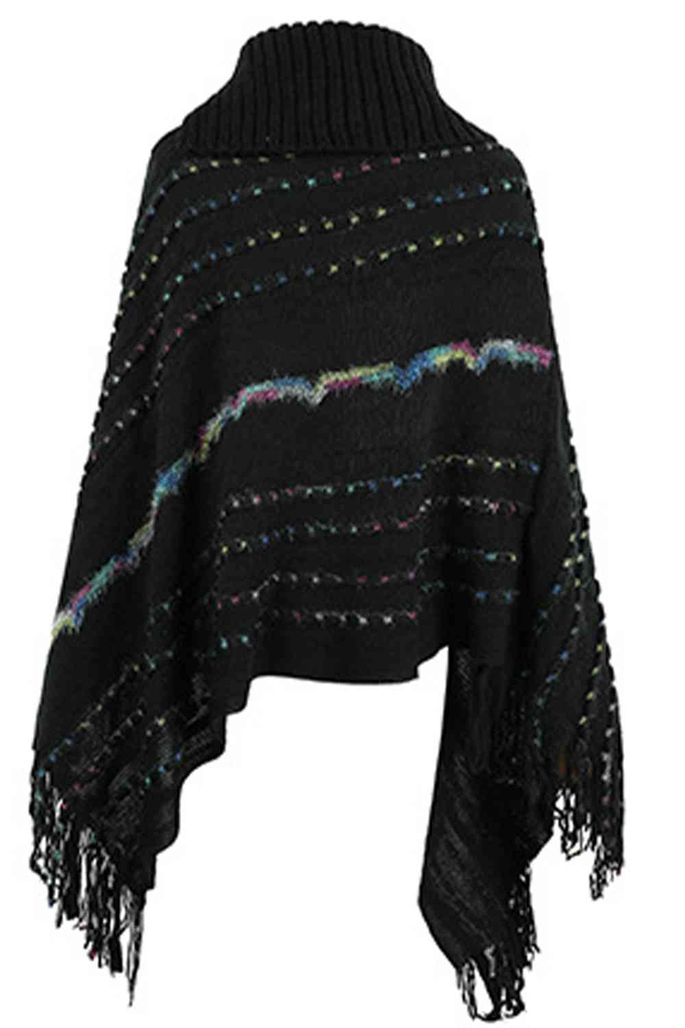 Cloak Sleeve Fringe Detail Poncho