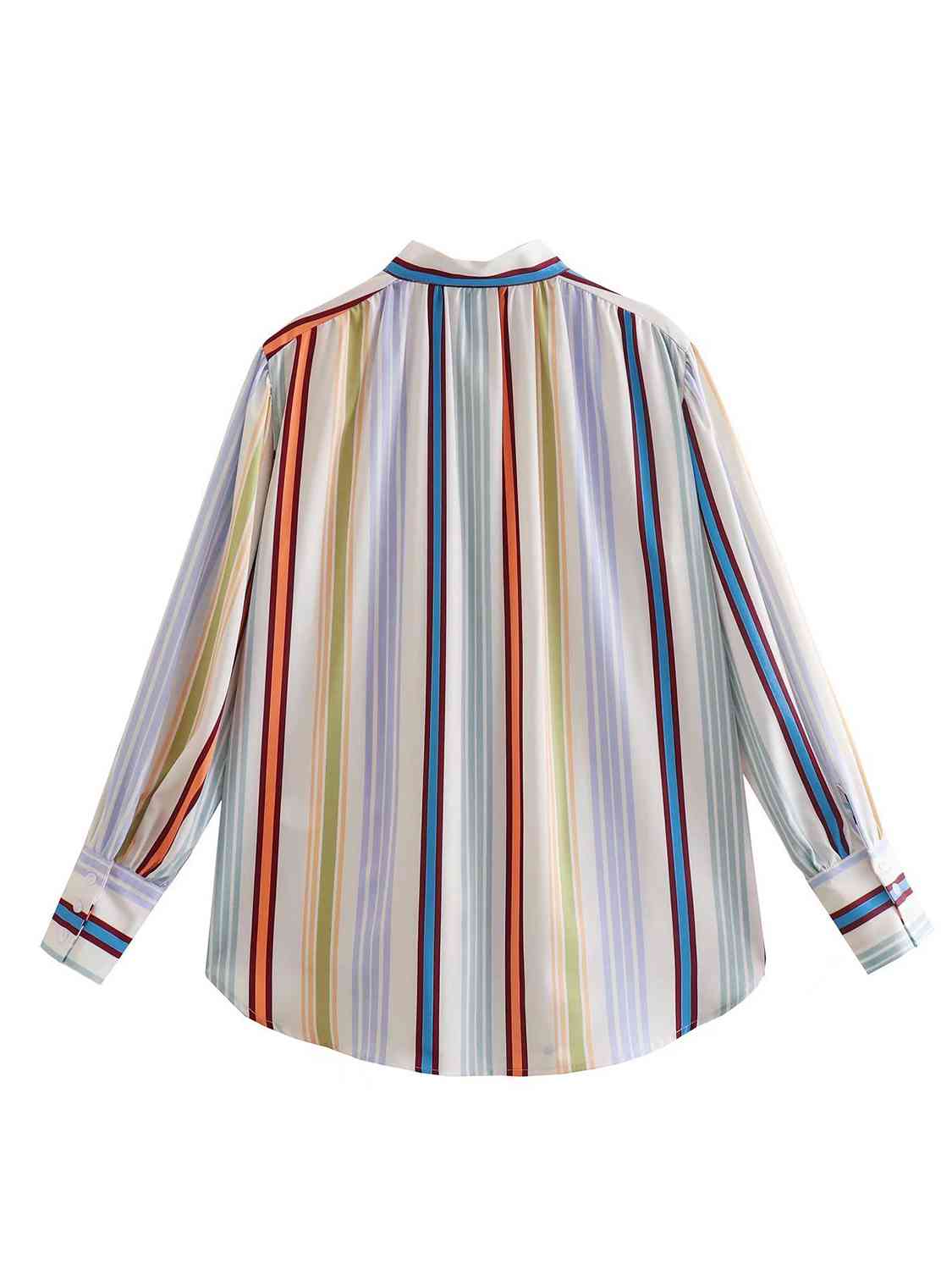 Striped Button Down Lantern Sleeve Shirt