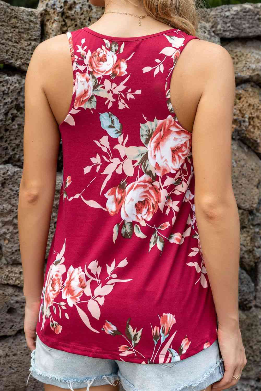 Floral Scoop Neck Tank Top