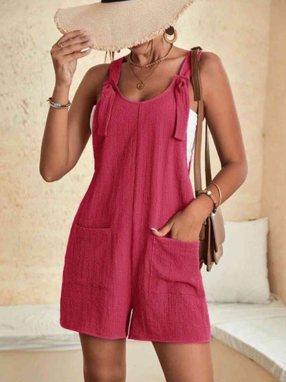 Full Size Scoop Neck Romper with Pockets