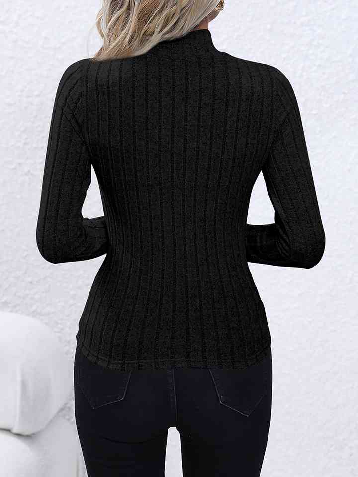 Mock Neck Long Sleeve Knit Top