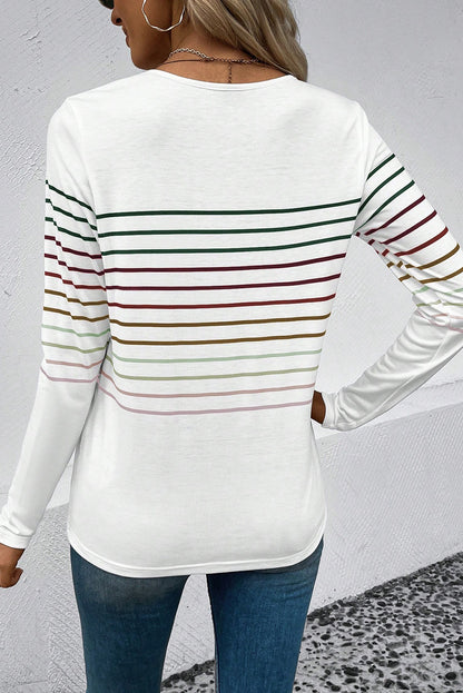 Striped Round Neck Long Sleeve T-Shirt