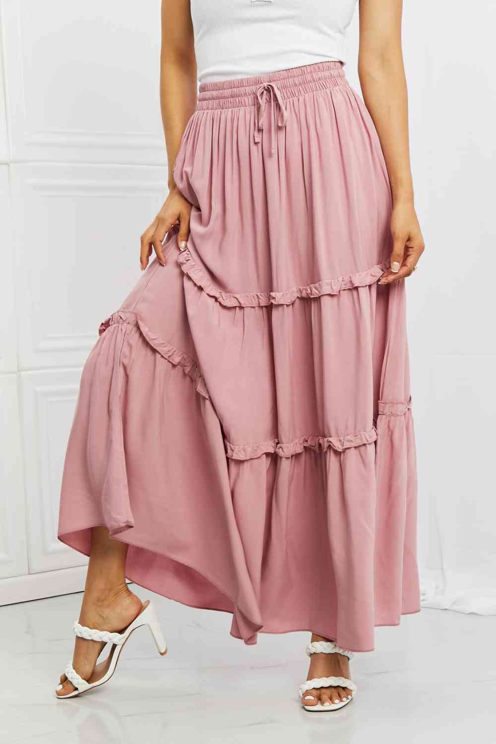 Zenana Summer Days Full Size Ruffled Maxi Skirt