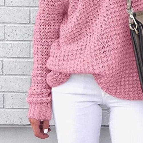 Openwork Off-Shoulder Sweater