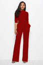 Mock Neck Tie-Waist Half Sleeve Jumpsuit