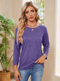 Round Neck Long Sleeve Drop Shoulder Blouse