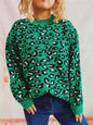 Leopard Round Neck Long Sleeve Sweater