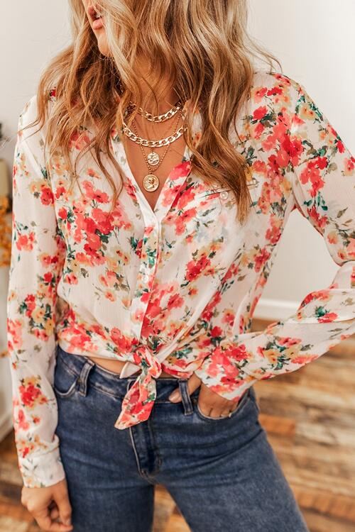 Floral Button Up Long Sleeve Shirt