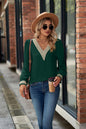 V-Neck Lace Detail Long Sleeve Top