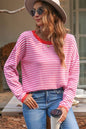 Striped Round Neck Drop Shoulder T-Shirt