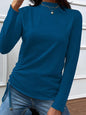 Drawstring Mock Neck Long Sleeve T-Shirt